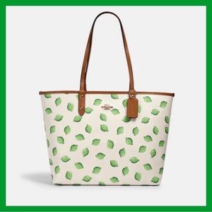 COACH Reversible City Tote Purse BAG With LimePrint NWT